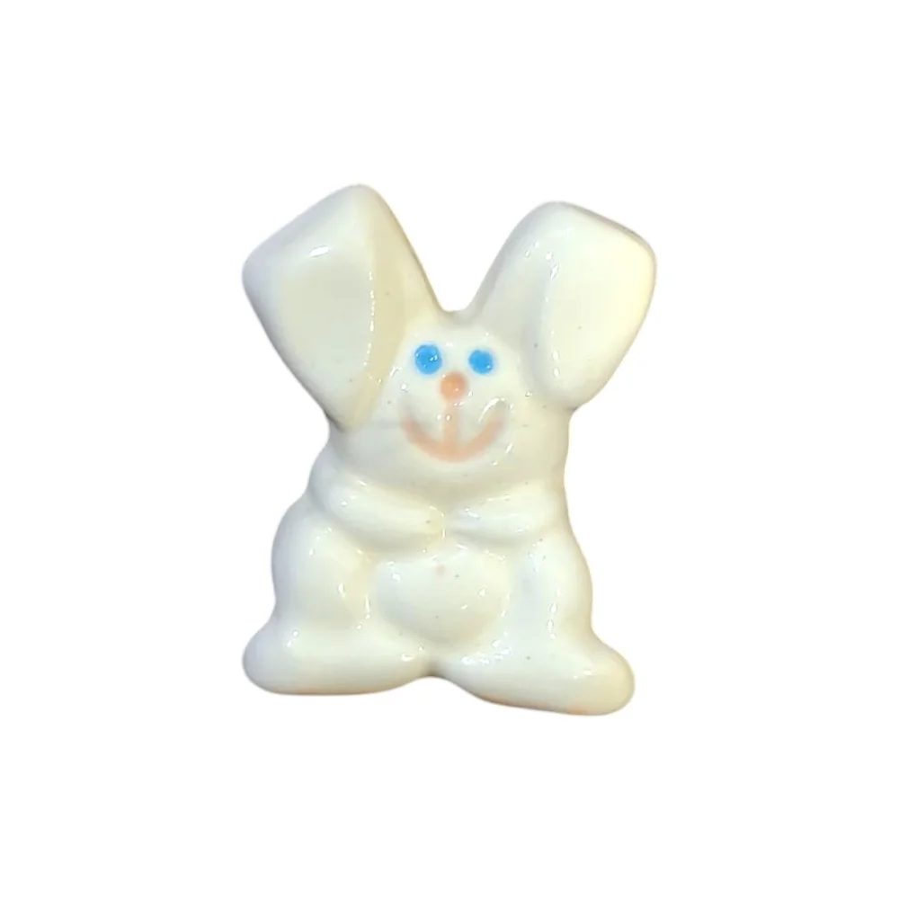 Charming Rabbit Brooch Easter Bunny Pin- White and Blue Vintage